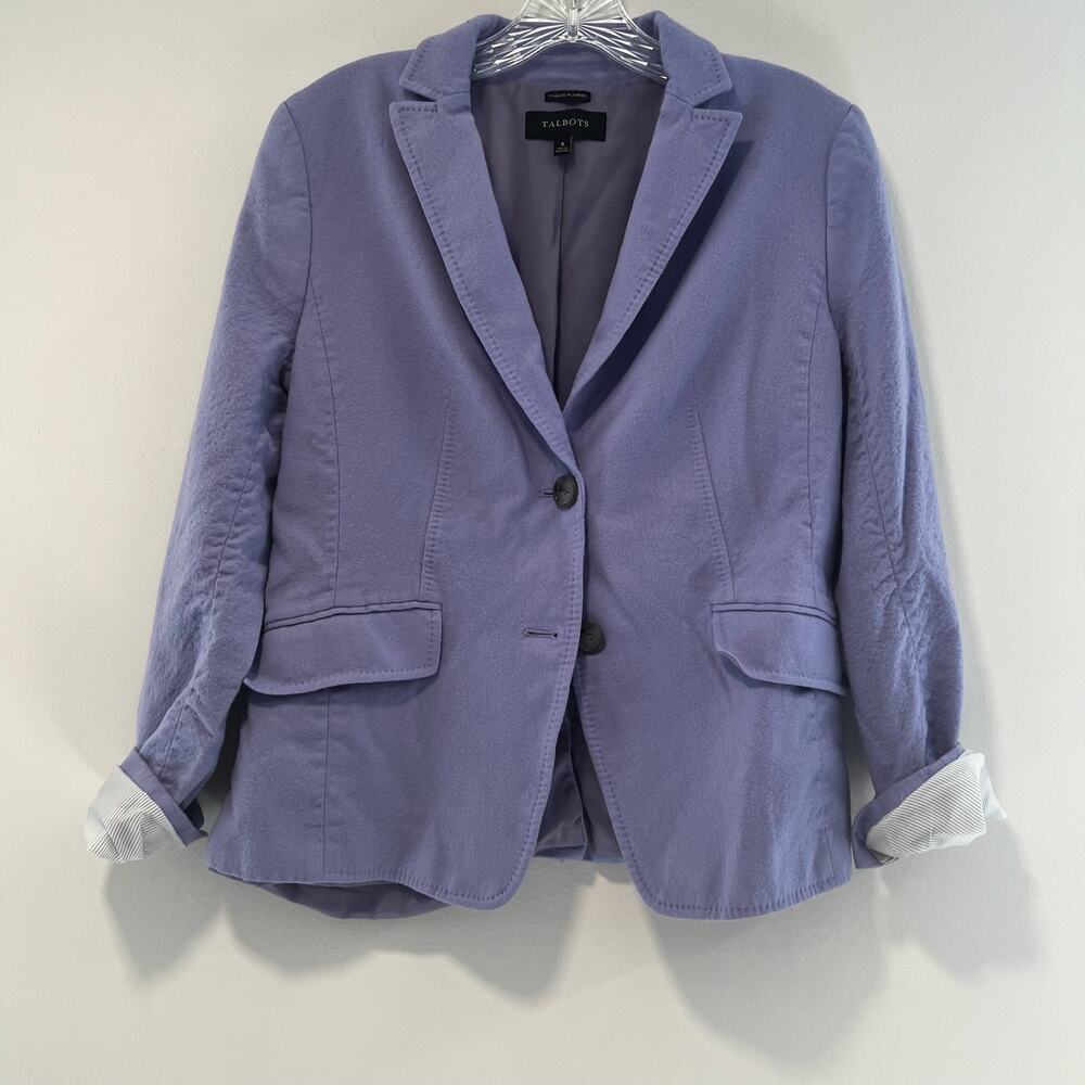 Talbots Italian Flannel Blazer Periwinkle Size 8 - Picture 2 of 9